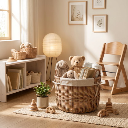 HANDWOVEN WILLOW STORAGE BASKET