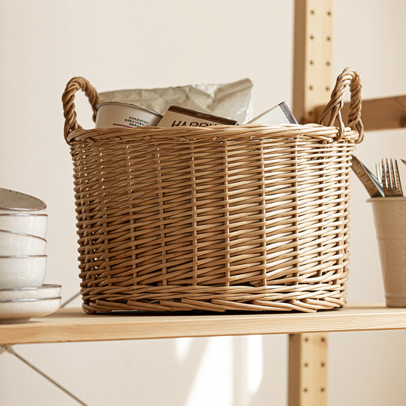 HANDWOVEN WICKER STORAGE BASKET