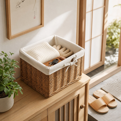 HANDWOVEN WILLOW STORAGE BASKET