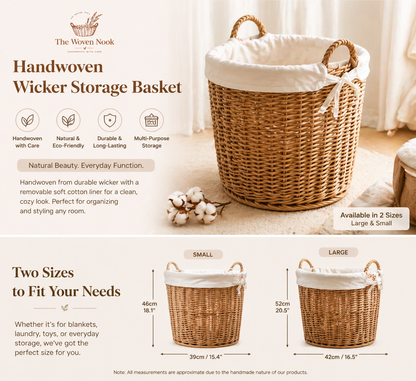 Willow-woven storage basket, laundry basket, decorative basket, handwoven