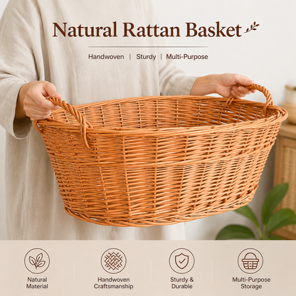 Woven Basket, Tote Bag, Laundry Basket, Rattan Storage Basket